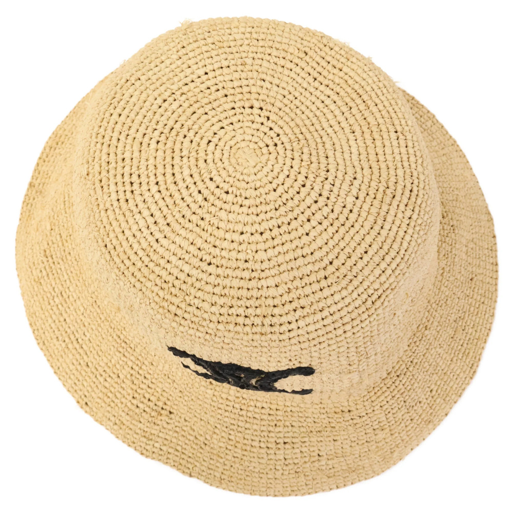 CELINE Triomphe embroidered raffia bucket hat, natural color, for women. - Picture 5 of 10